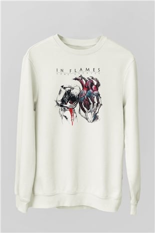 In Flames Beyaz Unisex Sweatshirt