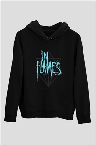 In Flames Siyah Unisex Hoodie