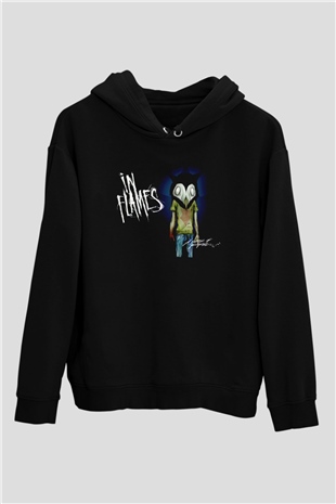 In Flames Siyah Unisex Kapüşonlu Sweatshirt