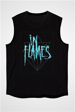 In Flames Siyah Unisex Kolsuz Tişört