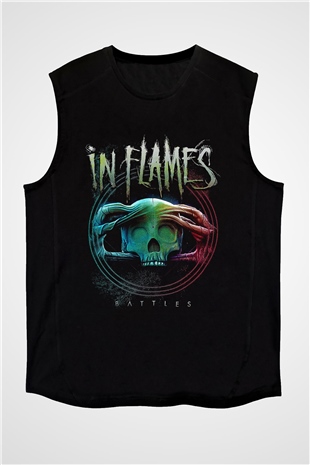 In Flames Siyah Unisex Kolsuz Tişört