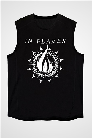 In Flames Siyah Unisex Kolsuz Tişört