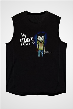 In Flames Siyah Unisex Kolsuz Tişört