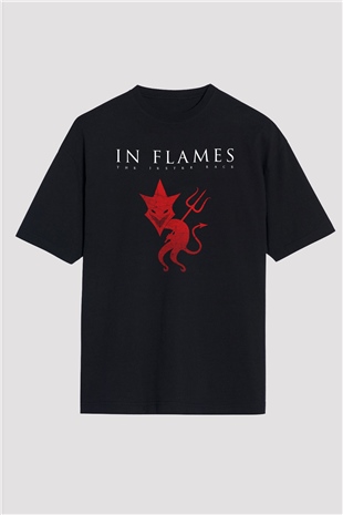 In Flames Siyah Unisex Oversize Tişört T-Shirt