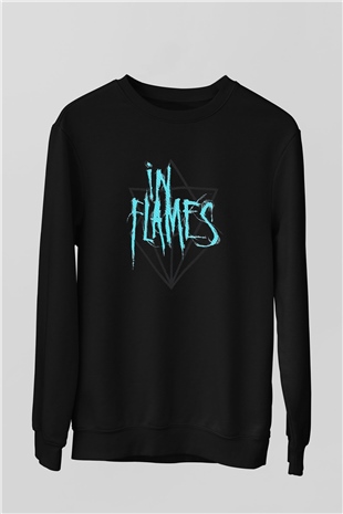In Flames Siyah Unisex Sweatshirt