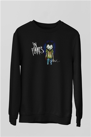 In Flames Siyah Unisex Sweatshirt
