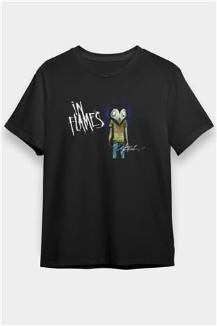 In Flames Siyah Unisex Tişört T-Shirt - TişörtFabrikası