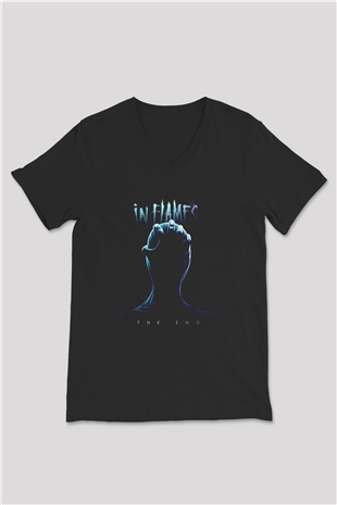In Flames Siyah Unisex V Yaka Tişört