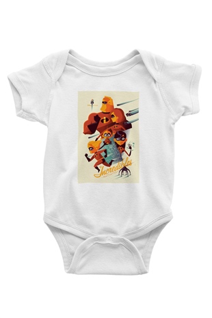 Incredibles (The) Baskılı Beyaz Unisex Bebek Body - Zıbın