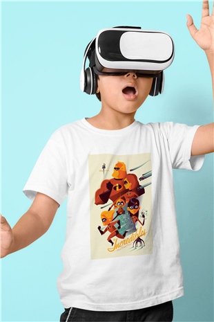 Incredibles (The) Baskılı Beyaz Unisex Çocuk Tişört