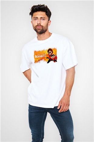 Incredibles (The) Beyaz Oversize Tişört Oversize T-shirt