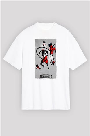 Incredibles (The) Beyaz Oversize Tişört Oversize T-shirt