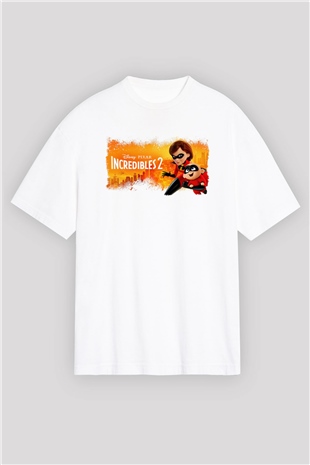 Incredibles (The) Beyaz Oversize Tişört Oversize T-shirt