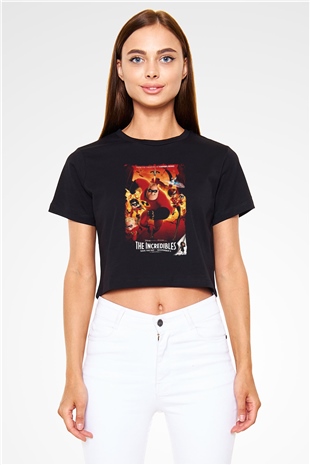 Incredibles (The) Siyah  Crop Top Tişört