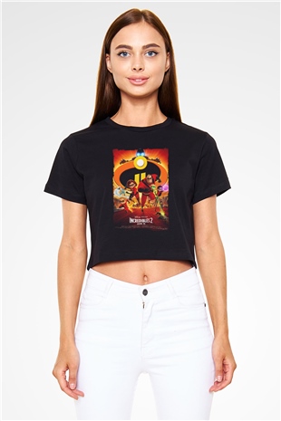 Incredibles (The) Siyah  Crop Top Tişört