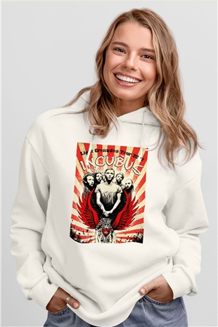 Incubus Beyaz Unisex Kapşonlu Sweatshirt