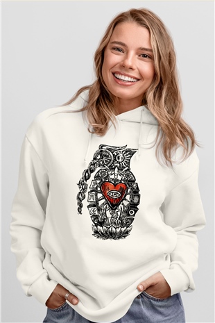 Incubus Beyaz Unisex Kapşonlu Sweatshirt