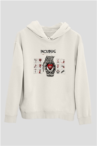 Incubus Beyaz Unisex Kapşonlu Sweatshirt