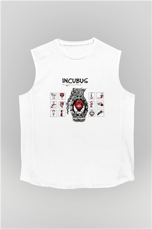 Incubus Beyaz Unisex Kolsuz Tişört
