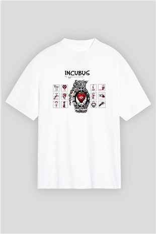 Incubus Beyaz Unisex Oversize Tişört T-Shirt