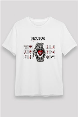 Incubus Beyaz Unisex Tişört T-Shirt - TişörtFabrikası