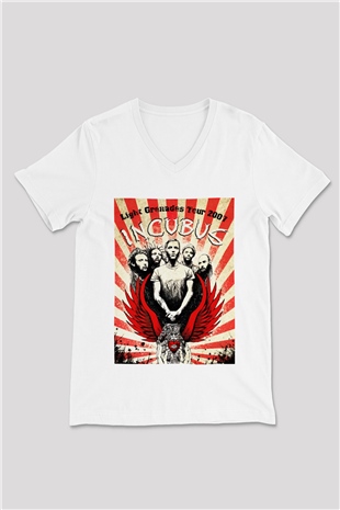 Incubus Beyaz Unisex V Yaka Tişört T-Shirt