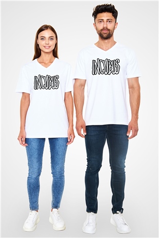 Incubus Beyaz Unisex V Yaka Tişört T-Shirt