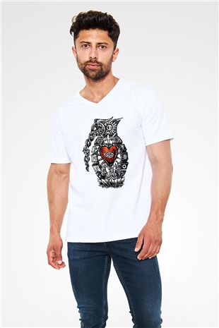 Incubus Beyaz Unisex V Yaka Tişört T-Shirt