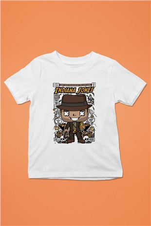 Indiana Jones Baskılı Unisex Beyaz Çocuk Tişört