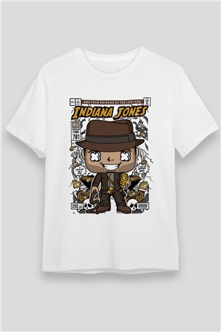 Indiana Jones Baskılı Unisex Beyaz Tişört