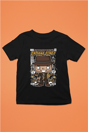 Indiana Jones Baskılı Unisex Siyah Çocuk Tişört