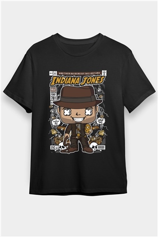 Indiana Jones Baskılı Unisex Siyah Tişört