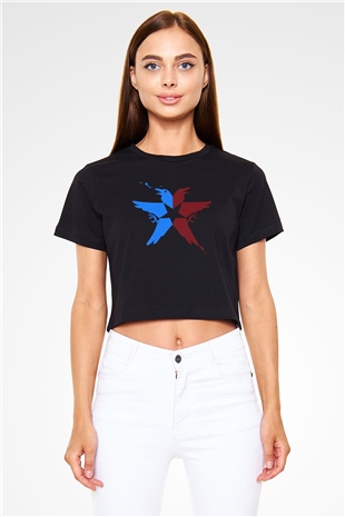 Infamous Siyah  Crop Top Tişört