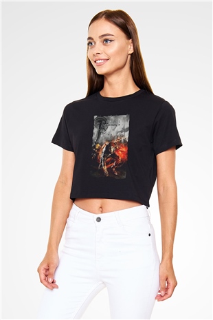 Infamous Siyah  Crop Top Tişört