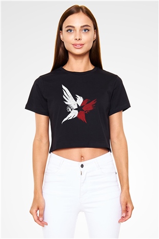 Infamous Siyah  Crop Top Tişört