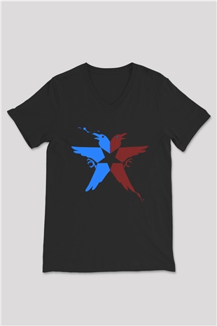 Infamous Siyah Unisex V Yaka Tişört