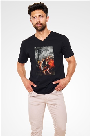 Infamous Siyah Unisex V Yaka Tişört