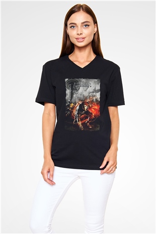 Infamous Siyah Unisex V Yaka Tişört