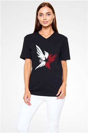 Infamous Siyah Unisex V Yaka Tişört
