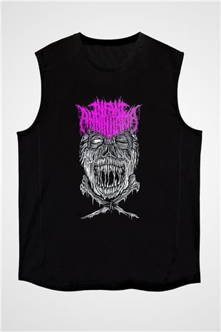 İnfant Annihilator Baskılı Unisex Siyah Kolsuz Tişört - Tshirt
