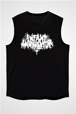 İnfant Annihilator Baskılı Unisex Siyah Kolsuz Tişört - Tshirt