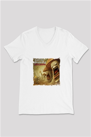 Infected Mushroom Baskılı Beyaz V Yaka Unisex Tişört
