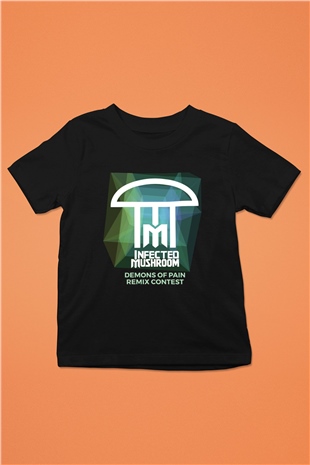 Infected Mushroom Baskılı Siyah Unisex Çocuk Tişört