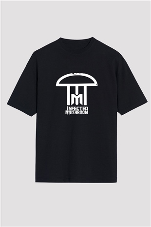 Infected Mushroom Baskılı Unisex Oversize Siyah Tişört