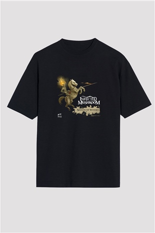 Infected Mushroom Baskılı Unisex Oversize Siyah Tişört