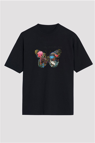 Infected Mushroom Baskılı Unisex Oversize Siyah Tişört