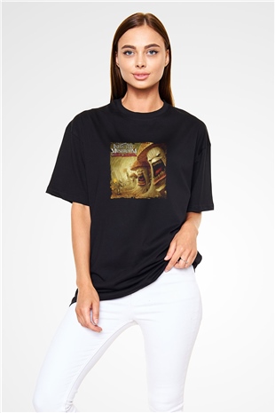 Infected Mushroom Baskılı Unisex Oversize Siyah Tişört