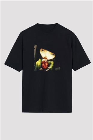 Infected Mushroom Baskılı Unisex Oversize Siyah Tişört