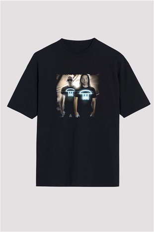Infected Mushroom Baskılı Unisex Oversize Siyah Tişört