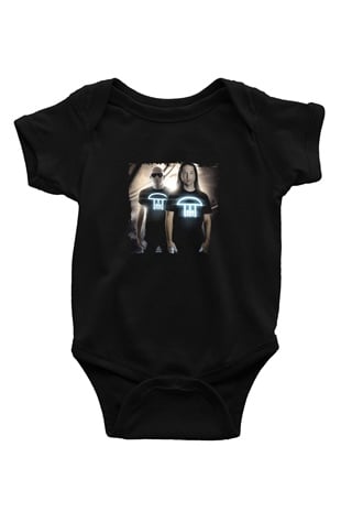 Infected Mushroom Baskılı Unisex Siyah Bebek Body - Zıbın